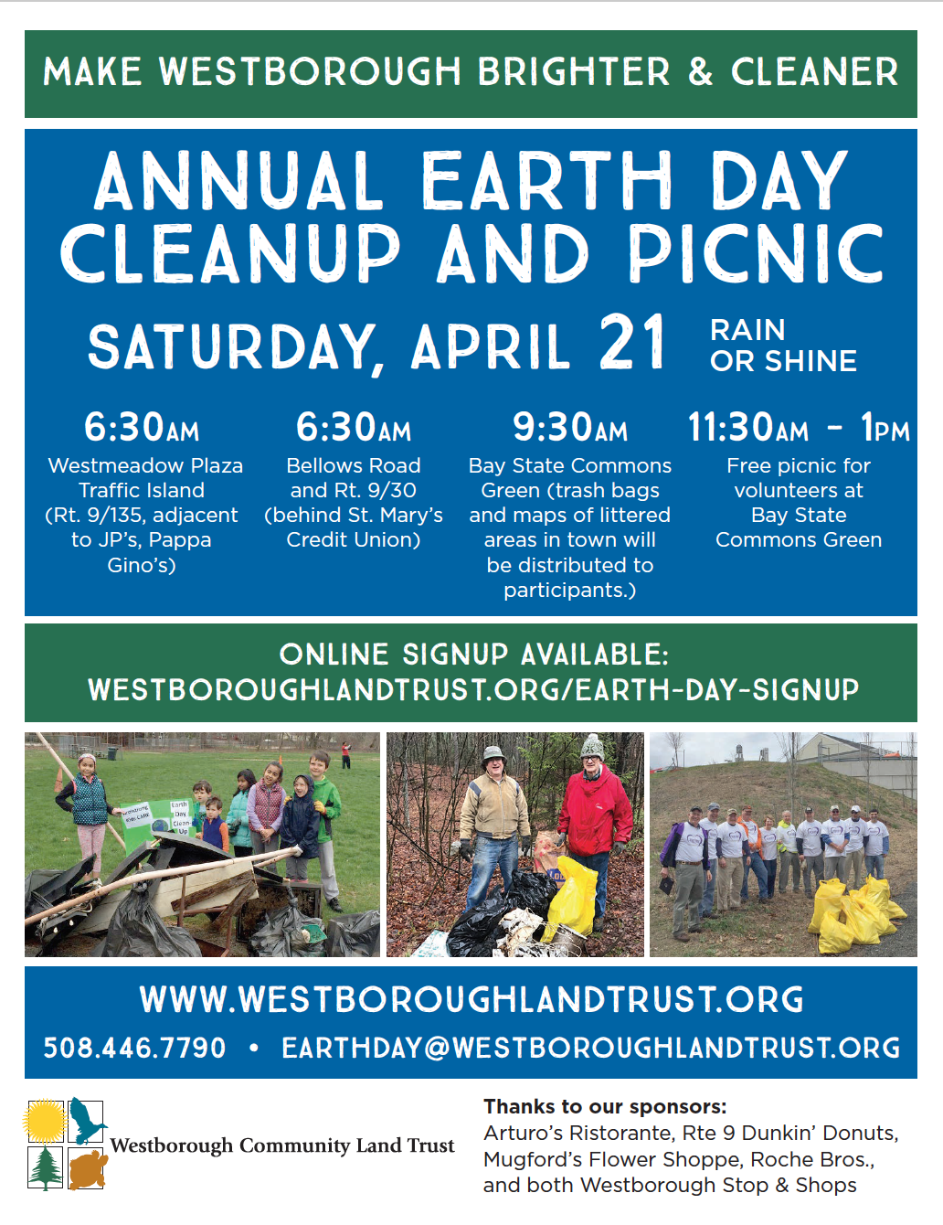 20th Annual Westborough Community Land Trust Town-Wide Earth Day Cleanup
