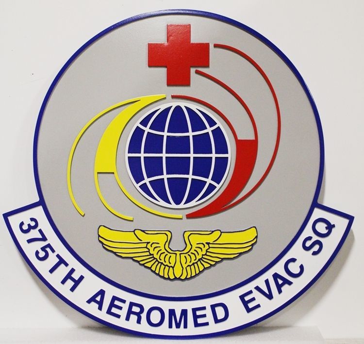 LP-8102 - Carved 2.5-D HDU Plaques of the Crest of the 375th Aeromedical Evaluation Squadron (AES), USAF