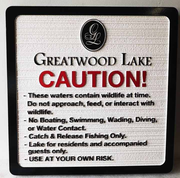 M22461 - Carved and Sandblasted Rules Sign for Greatwood Lake.