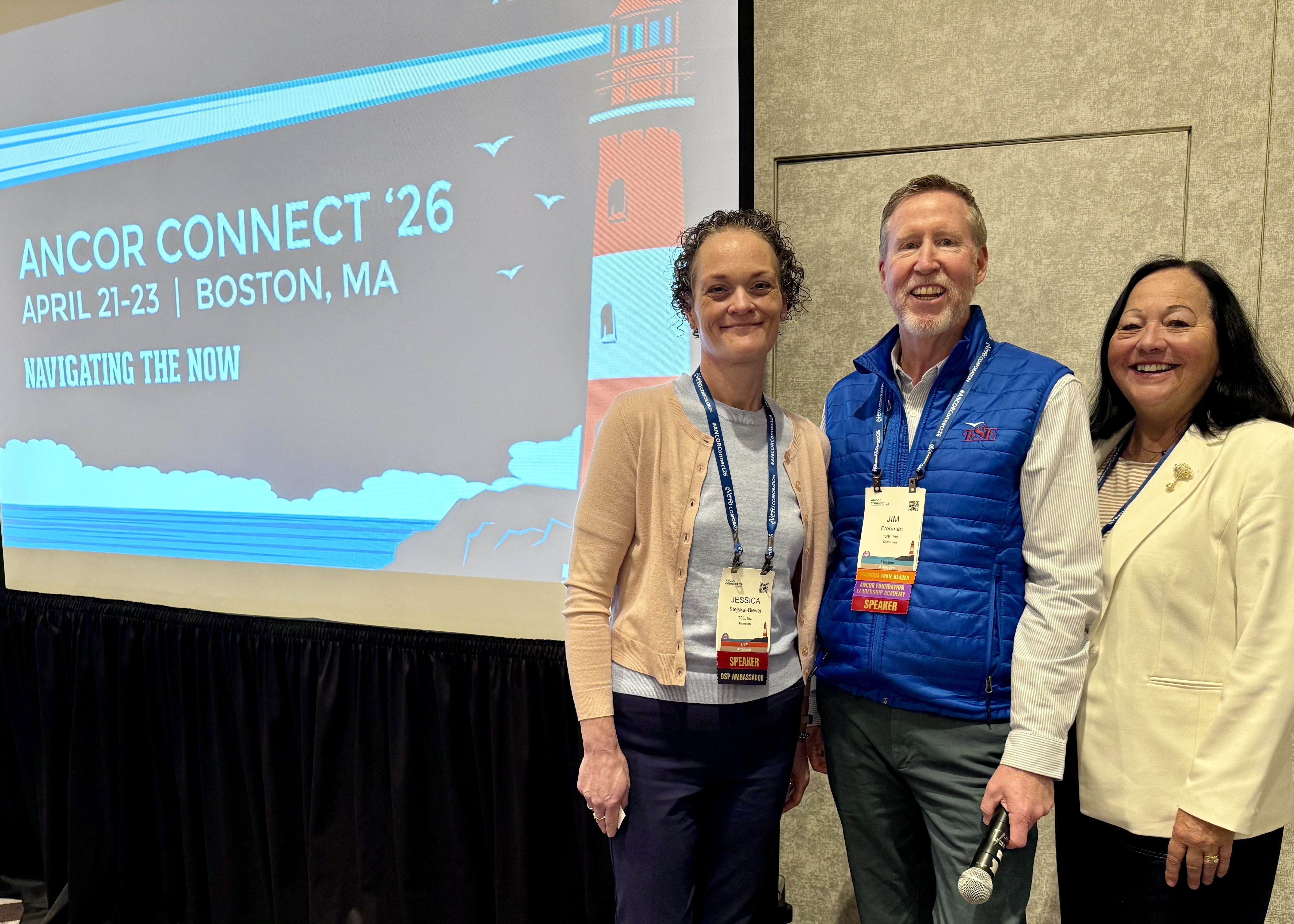 MOHR members attending the ANCOR conference (l to r) Jessica Stejskal-Bieber, TSE, Inc., Jim Freeman, TSE, Inc., and Lynne Megan, TSE, Inc.