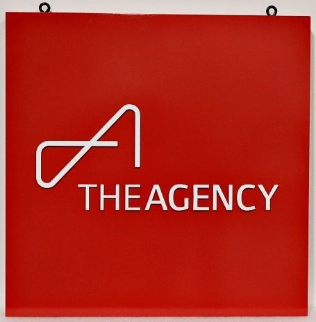SA28582 - Carved and Sandblasted HDU Sign for "The Agency" with Logo
