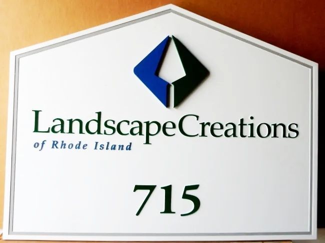 SC38212- Carved HDU Sign (Wood Avail.) for "Landscape Creations of Rhode Island" Landscaping Company