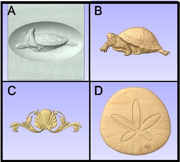 L22626 - 3-D Carved Marine Animals for Signs (Sea Turtle, Tortoise, Sand Dollar)