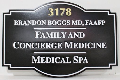 B11045 - Carved HDU Address Sign for Family and Concierge Medicine and Medical Spa