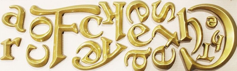  MA3408 - Letters  Carved in  Prismatic 3-D Bas-Relief Painted with Gloss Metallic Gold Paint