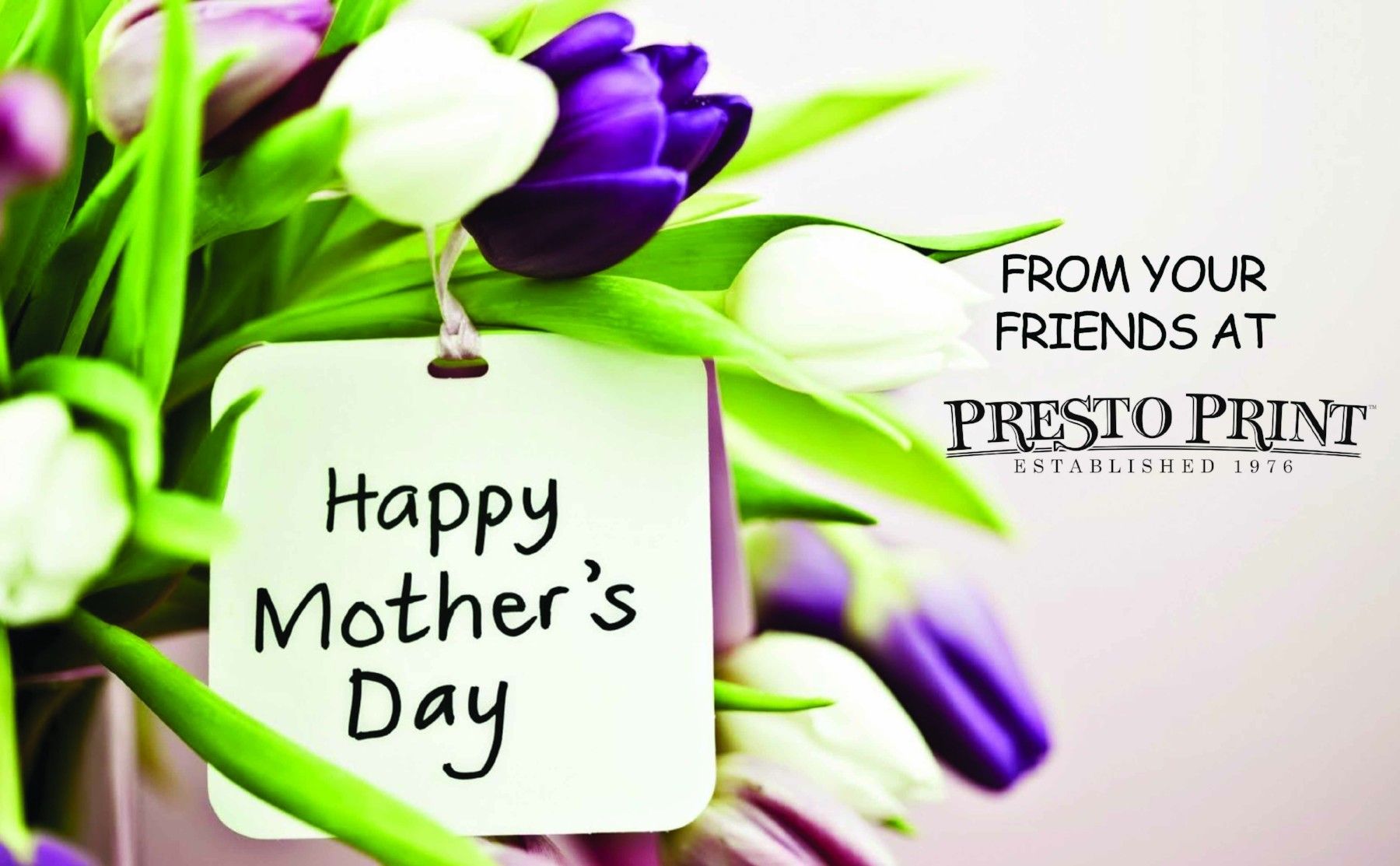 Happy Mother's Day note on flowers