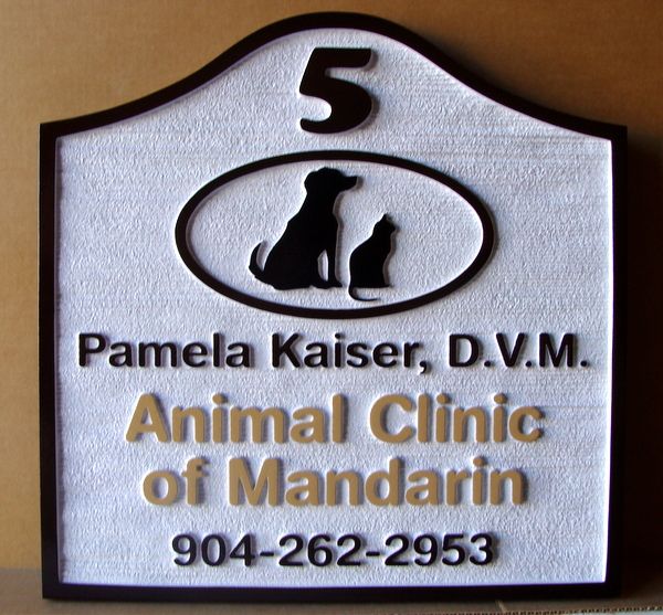 BB11773  - Carved 2.5-D HDU Animal Clinic Entrance Sign with Dog & Cat Silhouettes