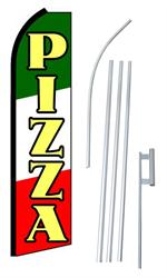 Pizza Red, White and Green Swooper/Feather Flag + Pole + Ground Spike
