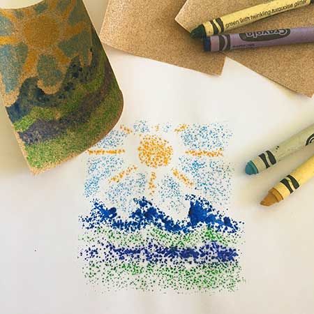 Printmaking with Sandpaper & Crayons