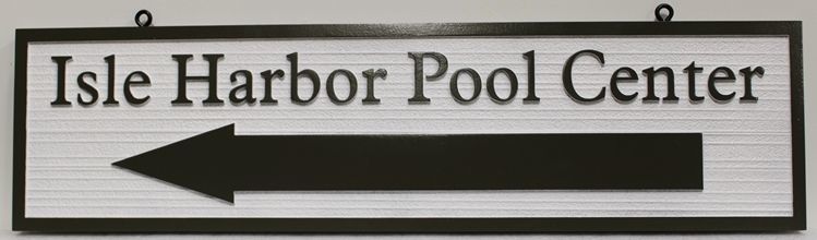 GB16542 - Carved and Sandblasted High-Density-Urethane (HDU) Directional Sign to the Isle Harbor Pool Center