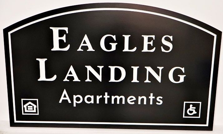 K20241 - Carved and Sandblasted HDU Entrance Sign for "Eagles Landing Apartments"