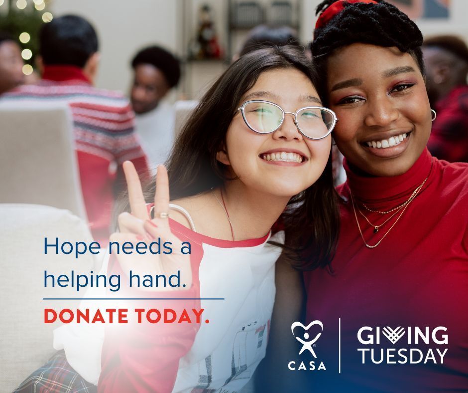 Woman and girl smiling, with text "Hope needs a helping hand. Donate today." 