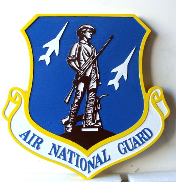 LP-1780 - Carved Shield Plaque of the Crest of the Air National Guard, Artist Painted