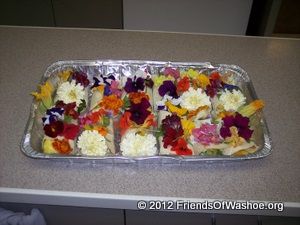 A meal featuring edible flowers