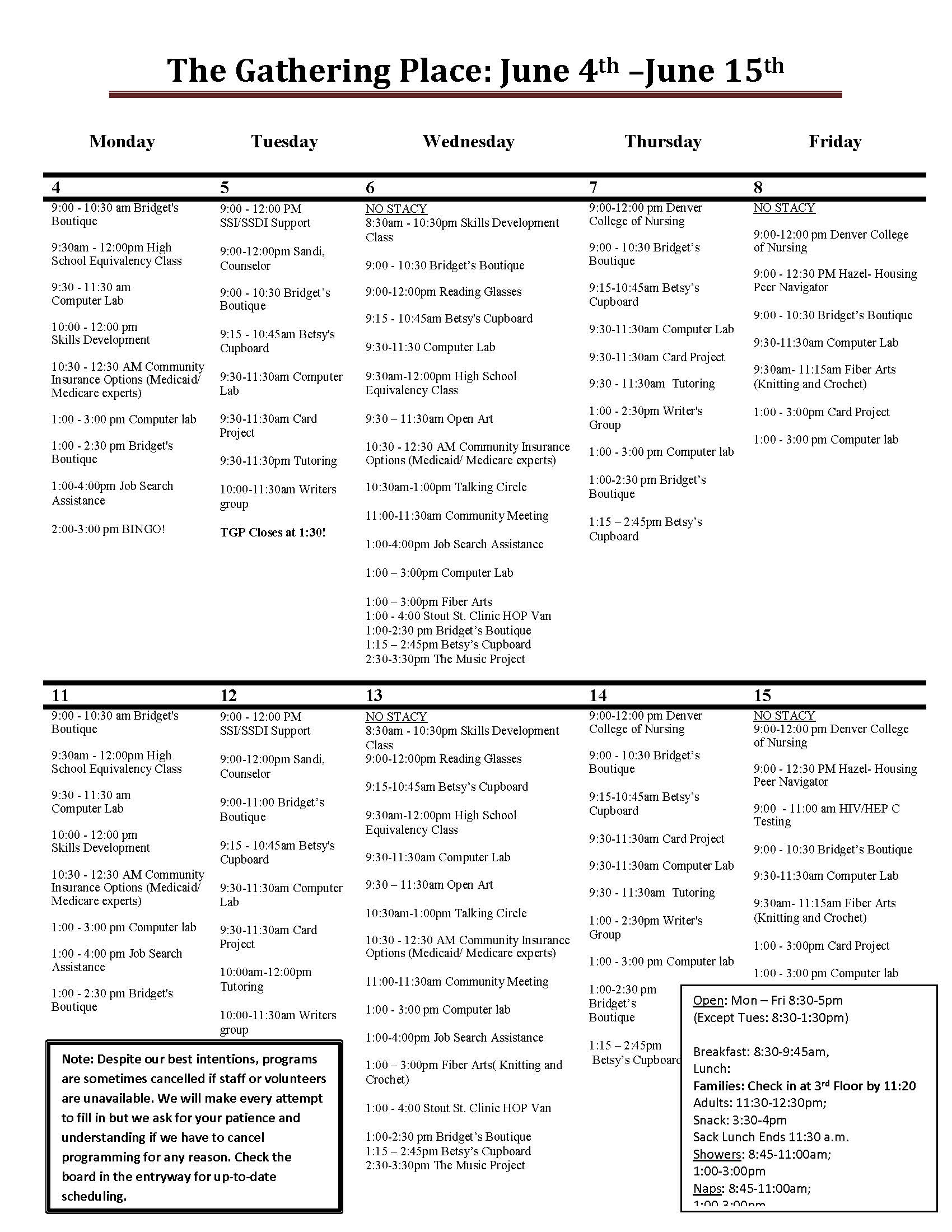 If You Need Help The Gathering Place
