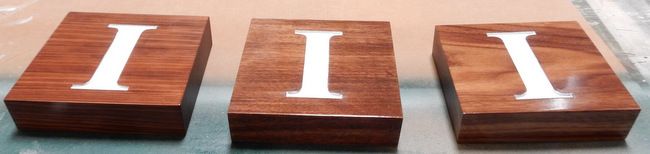 KA20915 - Engraved Letters on 2-inch Carved Mahogany Wood 