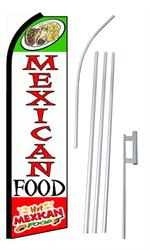 Mexican Food Swooper/Feather Flag + Pole + Ground Spike