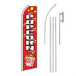 Popcorn Red Swooper/Feather Flag + Pole + Ground Spike