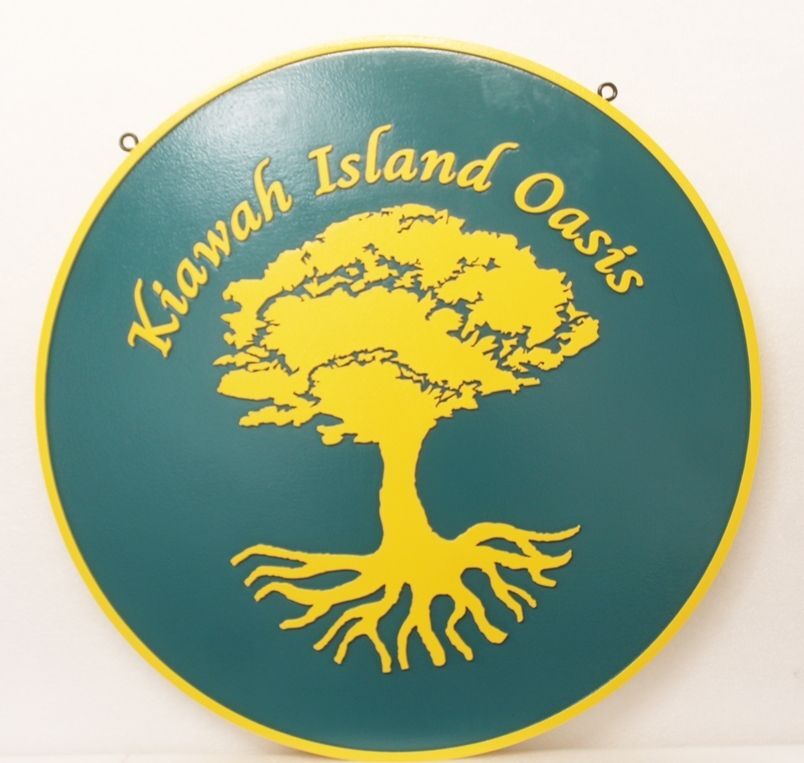 VP-1717 - Carved 2.5- D Plaque of the Logo of Kiawah Island Oasis 