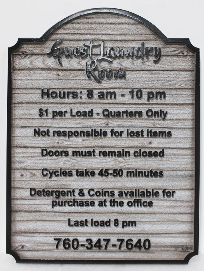 KA20621A - Rustic Looking Carved HDU Laundry Room Sign, with Background Painted to look like Wood 