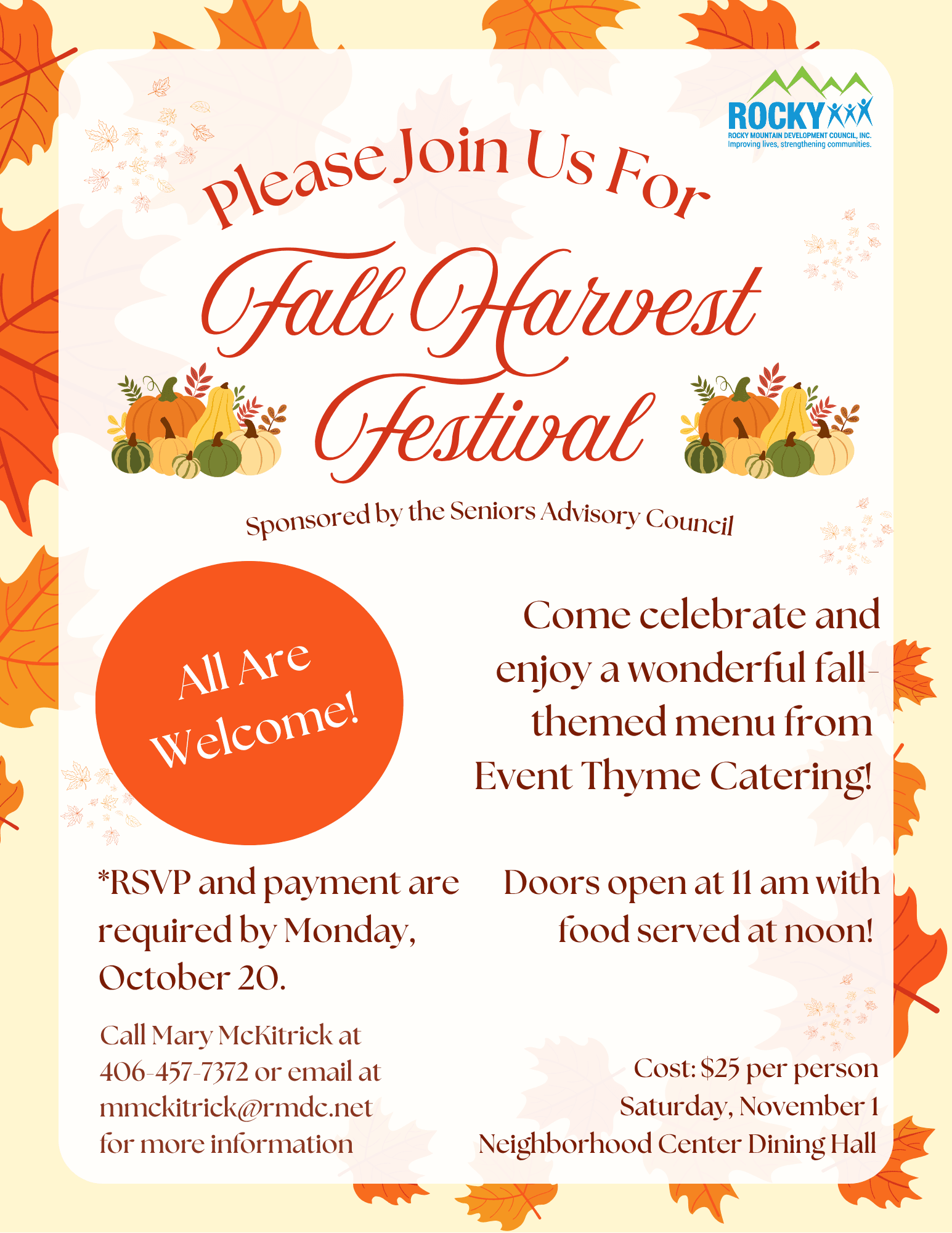 Registration is due October 20. Sign-up with Mary McKitrick at 406-457-7372 or email at mmckitrick@rmdc.net for more information.