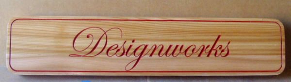 SA28798 - Engraved Cedar Wood Sign for "Designworks" Design Studio