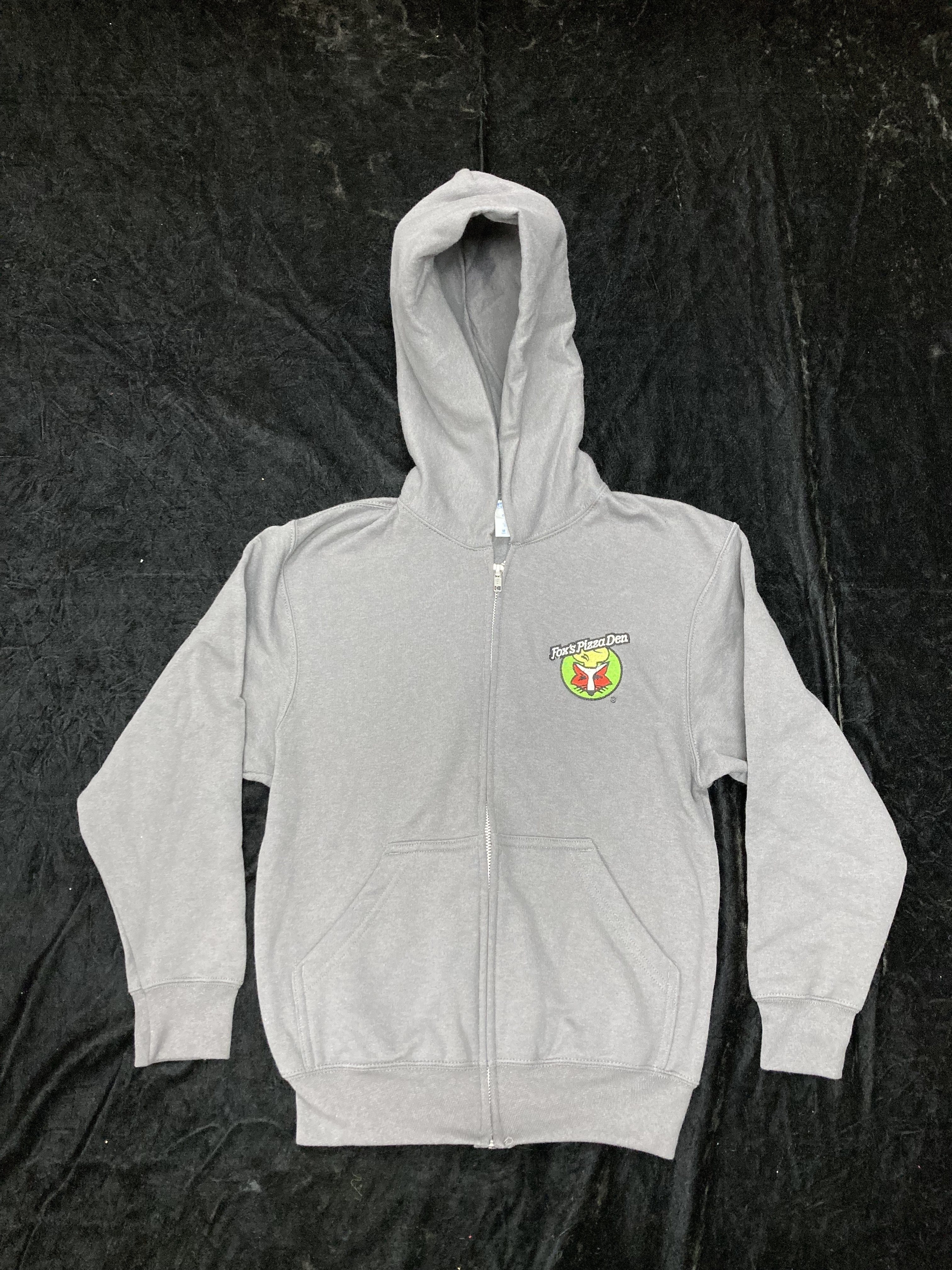 SALE Fox's Logo - YOUTH MEDIUM Grey Zip-Up Hoodie