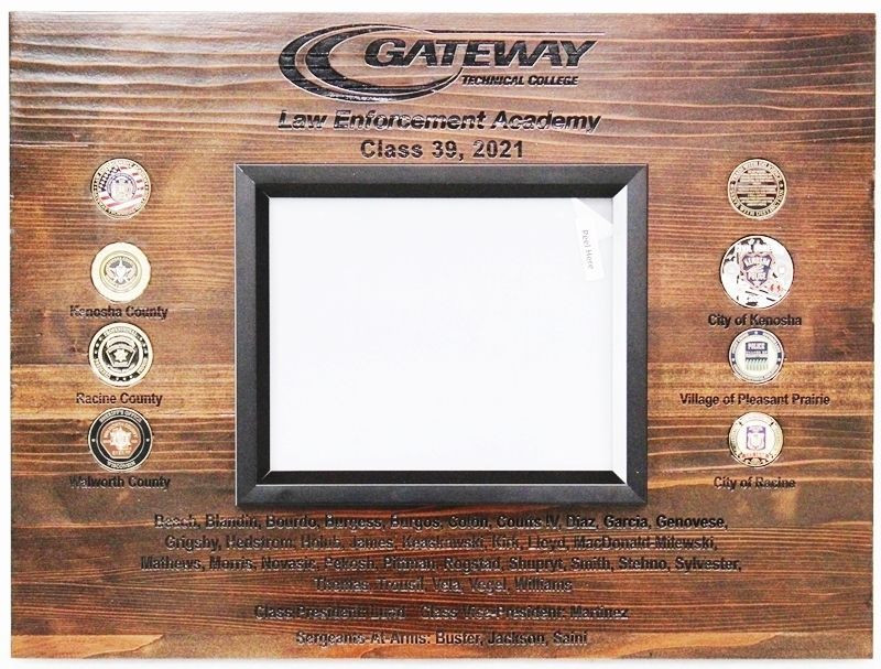 RP-2050 - Engraved Cedar Graduation Plaque for Gateway Technical College, Law Enforcement Academy