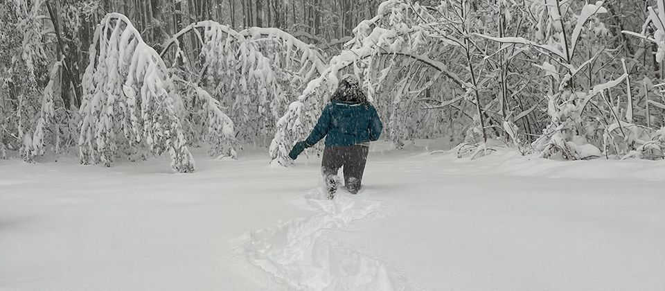 Sister Jacqueline Sanchez-Small in the snow.