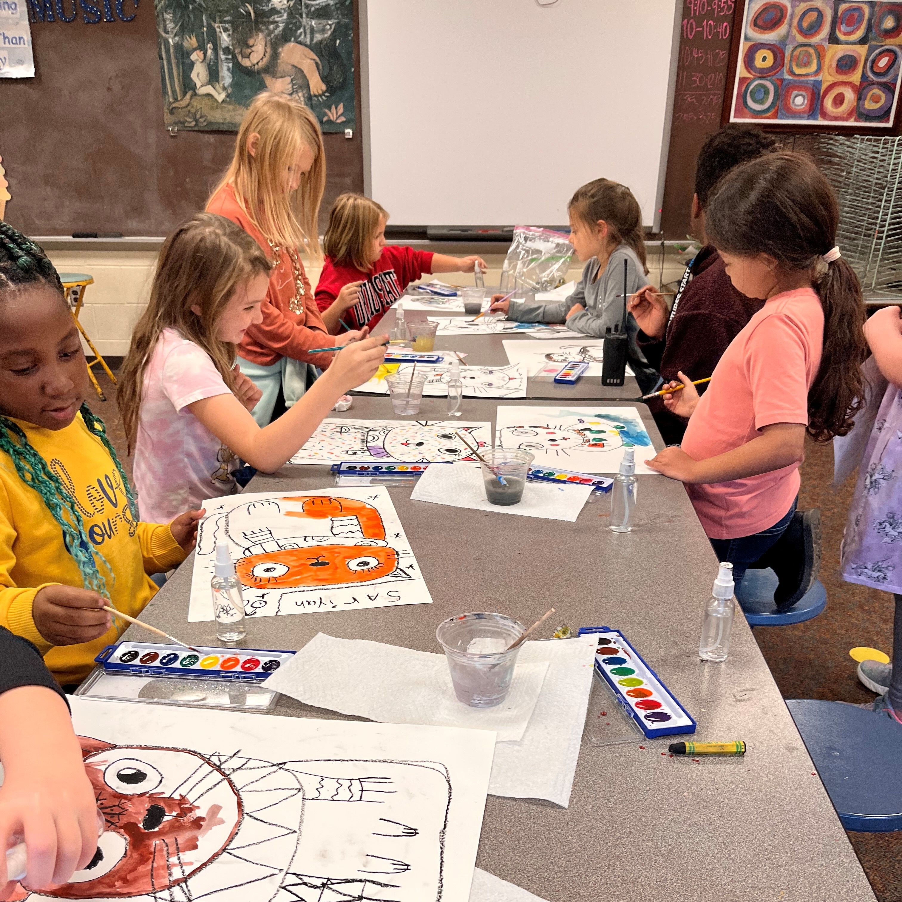 Students creating artwork