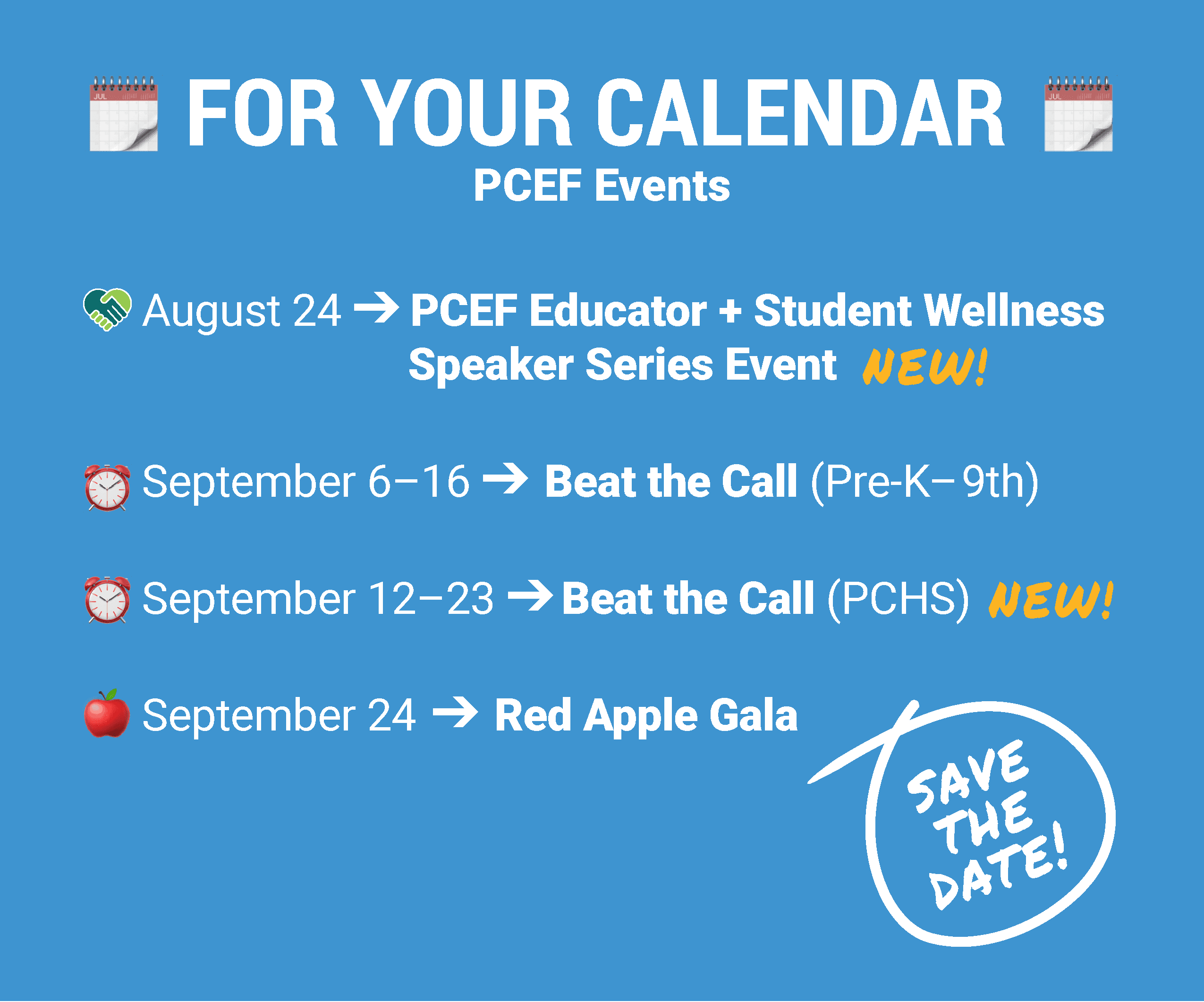 For Your Calendar → Fall 2022 PCEF Events