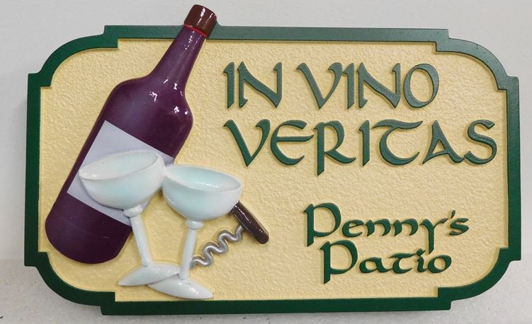 R27343 - In Vino Veritas Custom Carved Wine Plaque