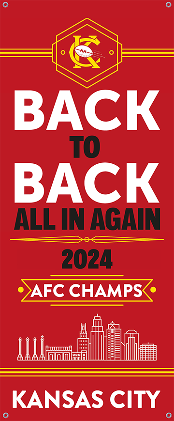 15"x36" 2024 RED AFC Champions Back to Back Banner