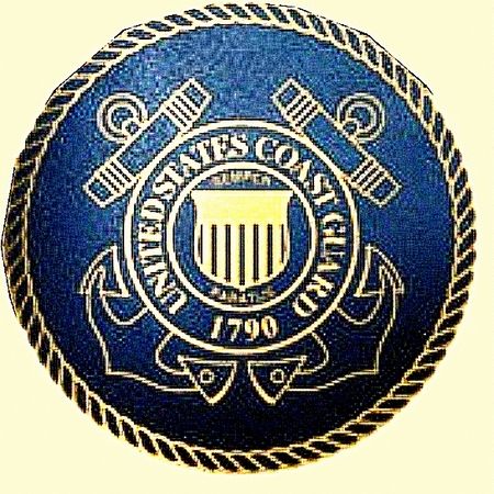 V31909A - Engraved Blue and Gold Coast Guard Seal Plaque