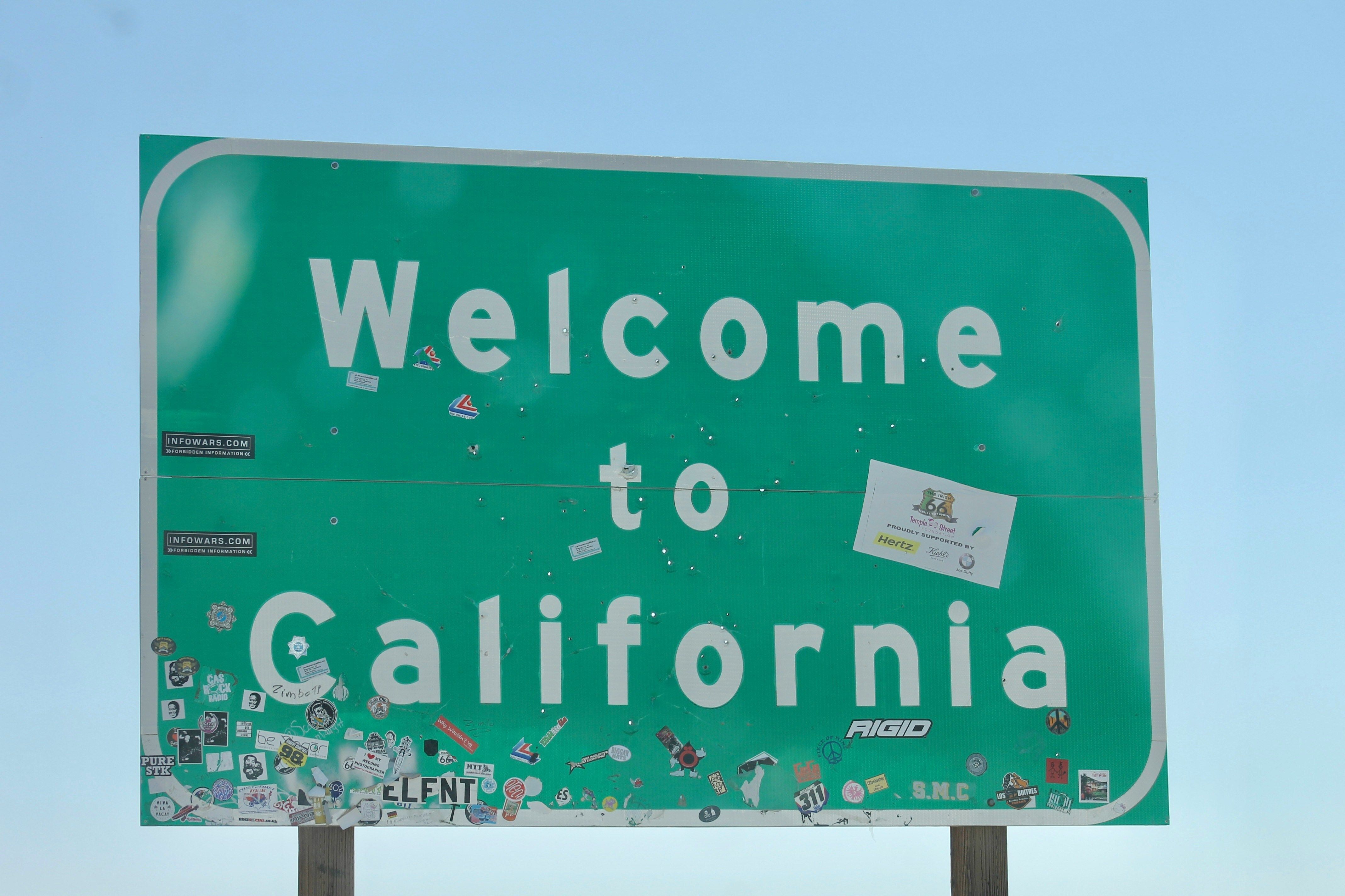 Welcome to California road sign