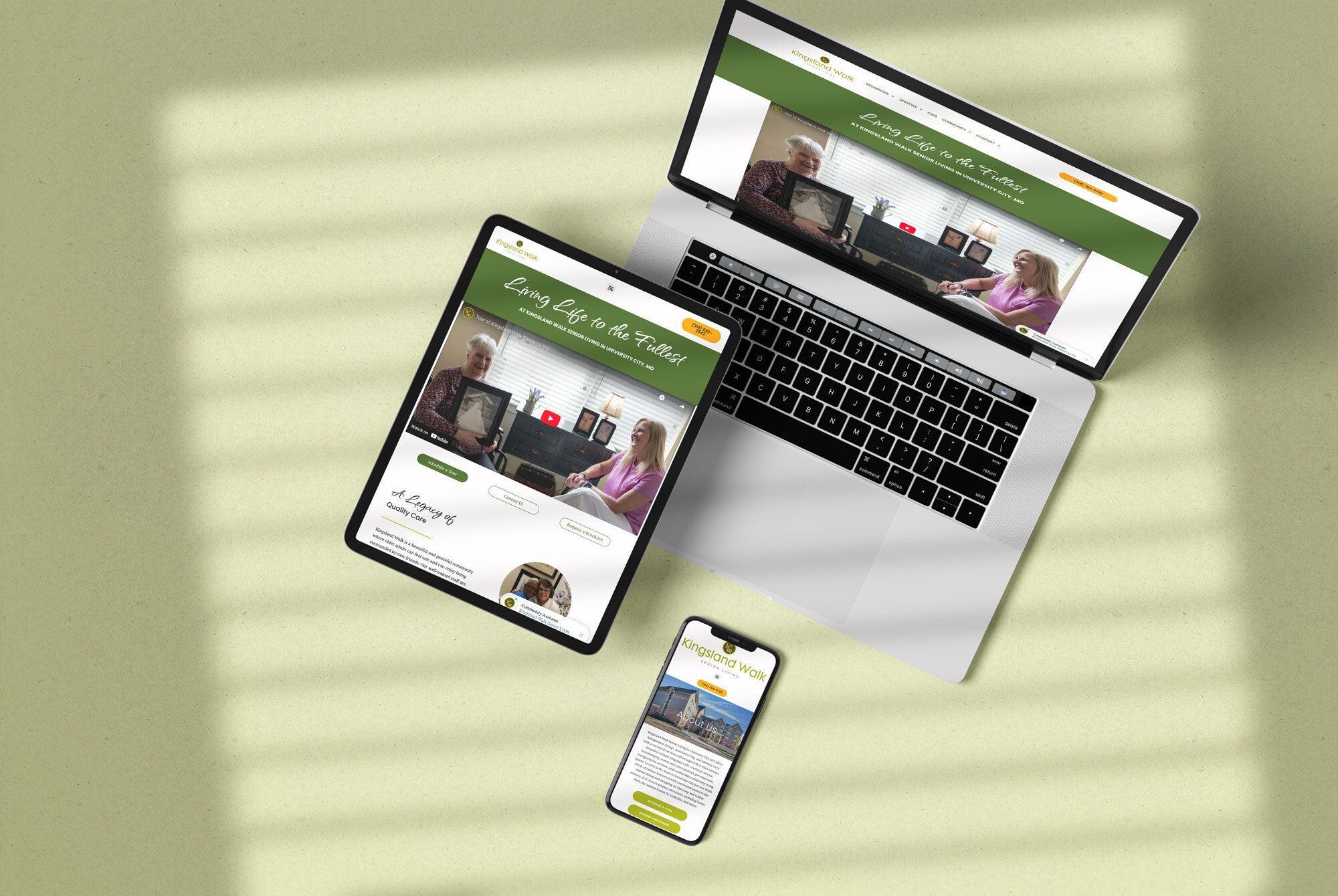 Kingsland Walk website design on multiple devices