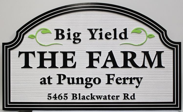 O24756 - Carved and Sandblasted Wood Grain HDU  sign for  "The Farm at Pungo Ferry".