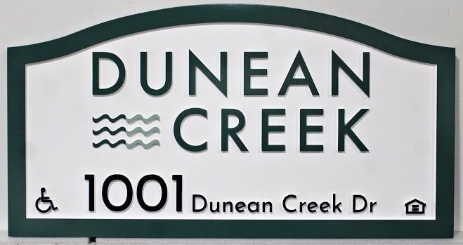 K20177 - Carved and Sandblasted HDU Address Sign for "Dunean Creek"