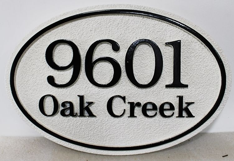 I18916A - Carved High-Density-polyUrethane (HDU) Address Number Sign for a Residence "9601 Oak Creek"