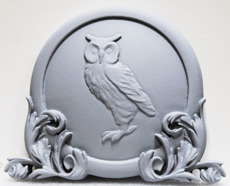 M22982 - Carved 3-D Bas-relief HDU Plaque of an Owl (not yet finished)  