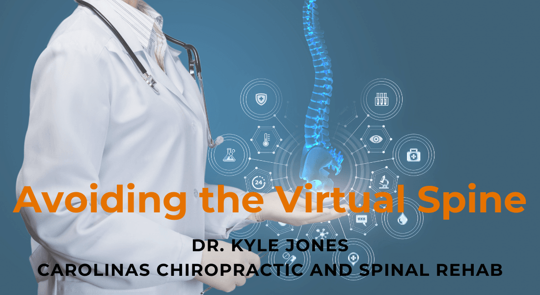 Doctor holding virtual spine.