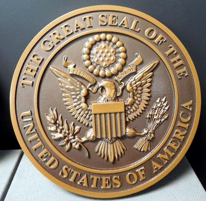 AP-1080 - Carved Plaque of the Great Seal of the United States, Artist Painted
