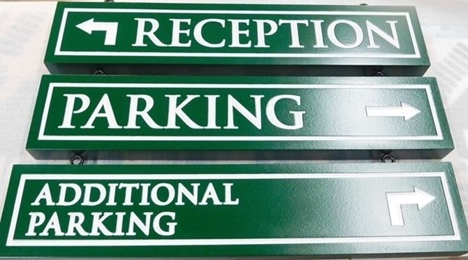 T29462 - Engraved HDU Parking and Wayfinding Signs for Hotel
