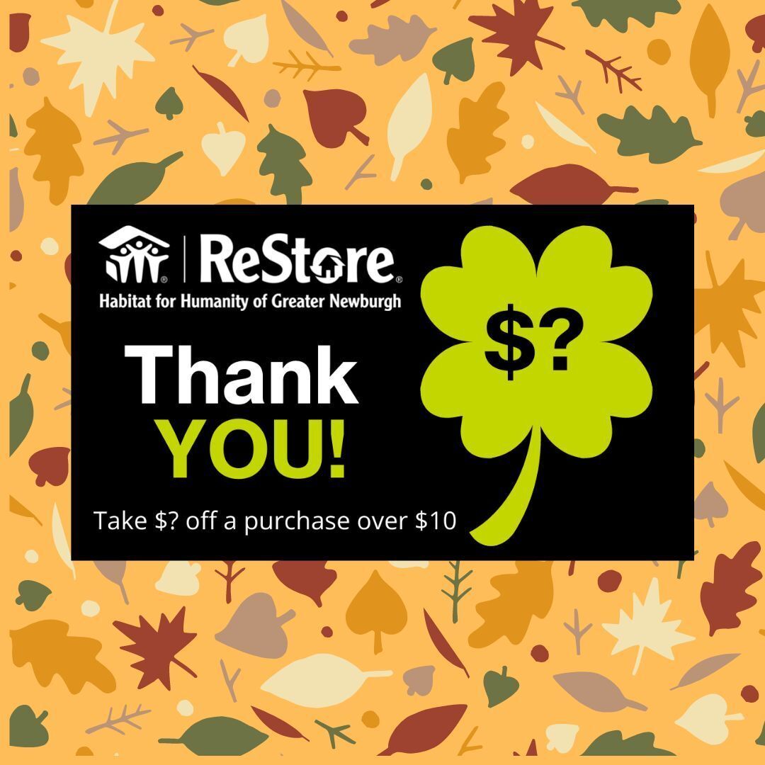 Spend $10 at ReStore, receive a scratch off discount card!