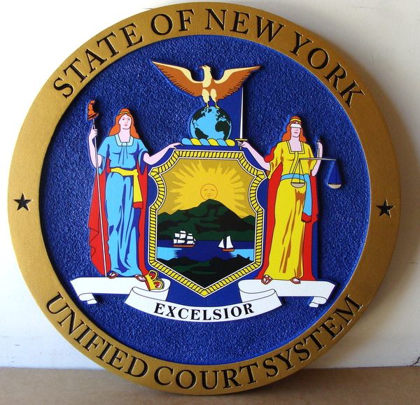 W32353 Carved HDU Seal of the New York Unified Court System