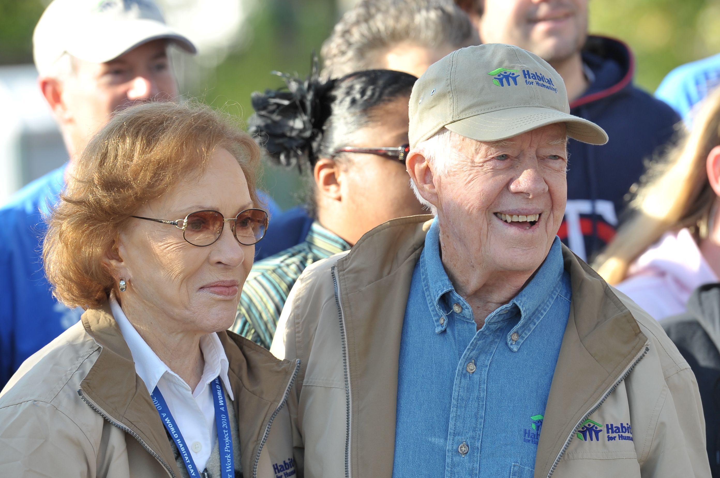 First Lady Roselyn Carter stands with her husband, President Jimmy Carter