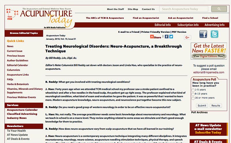 Treating Neurological Disorders: Neuro-Acupuncture, a Breakthrough Technique