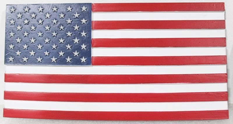 AP -1144- Carved Plaque of the Flag "Old Glory" of the United States of America