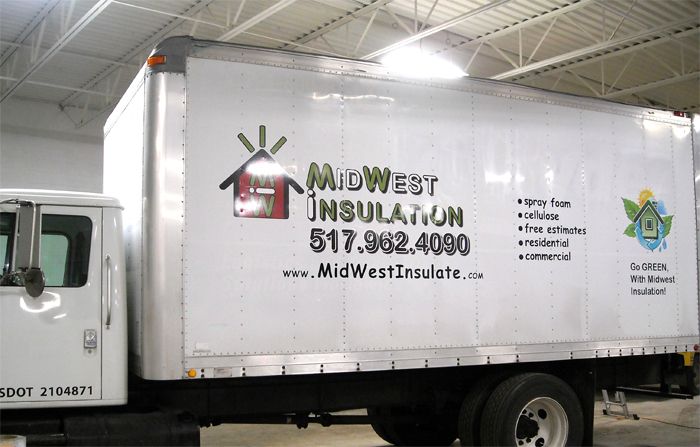 Service truck lettering and full color logo print.