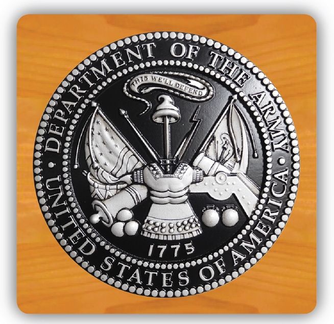 EA-2070 - Emblem of the US Army on Mahogany Plaque 